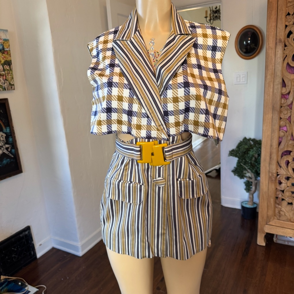 Silvia Tcherassi Mismatch Print Unique Cut Out Mini Dress Nwot